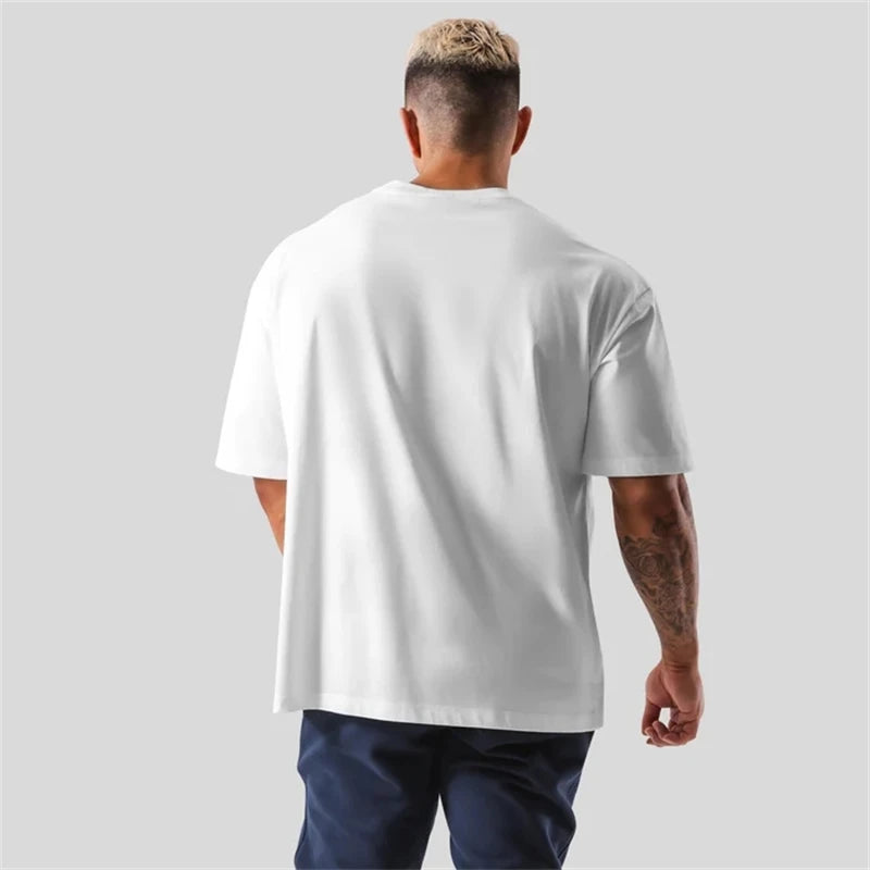 LYFT 100% Cotton Men's Gym T-Shirt Loose Fit Short Sleeve Sport Fitness Running Workout Training Shirt in Sizes M to XXXL