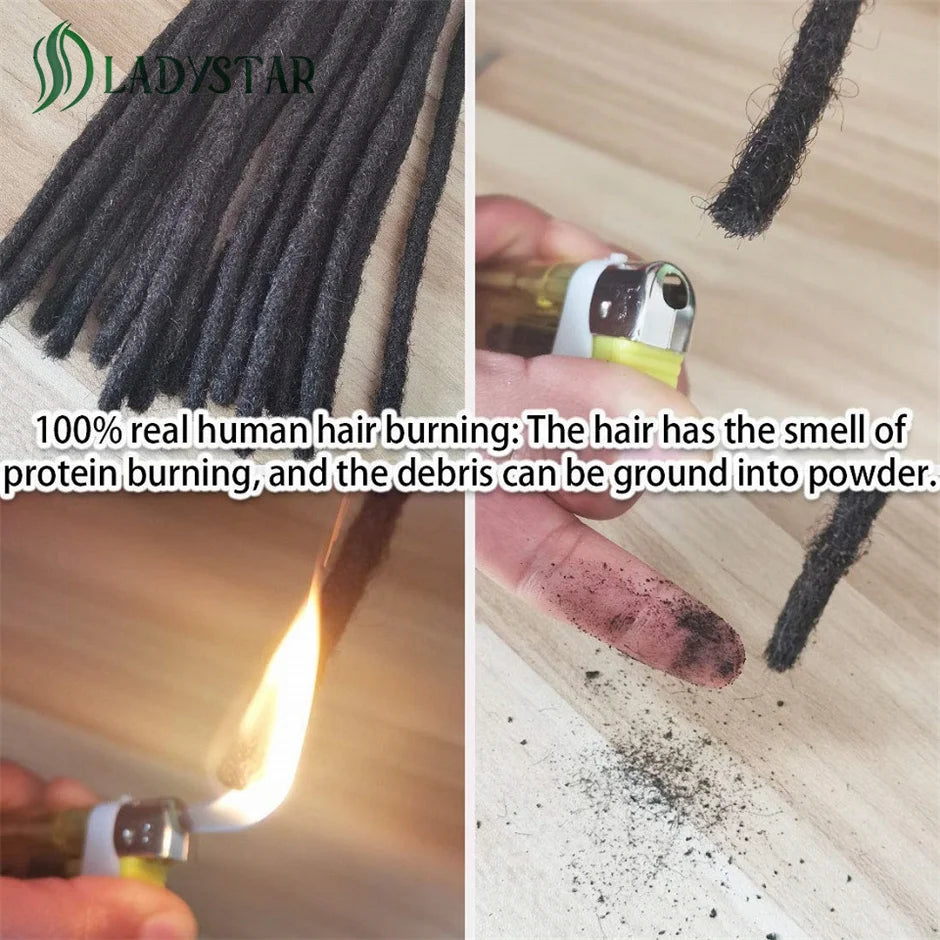 Human Hair Dreadlocks Extensions Brazilian Real Human Hair locks Extensions Handmade Dreadlocks for Women/Men 8-24 Inch