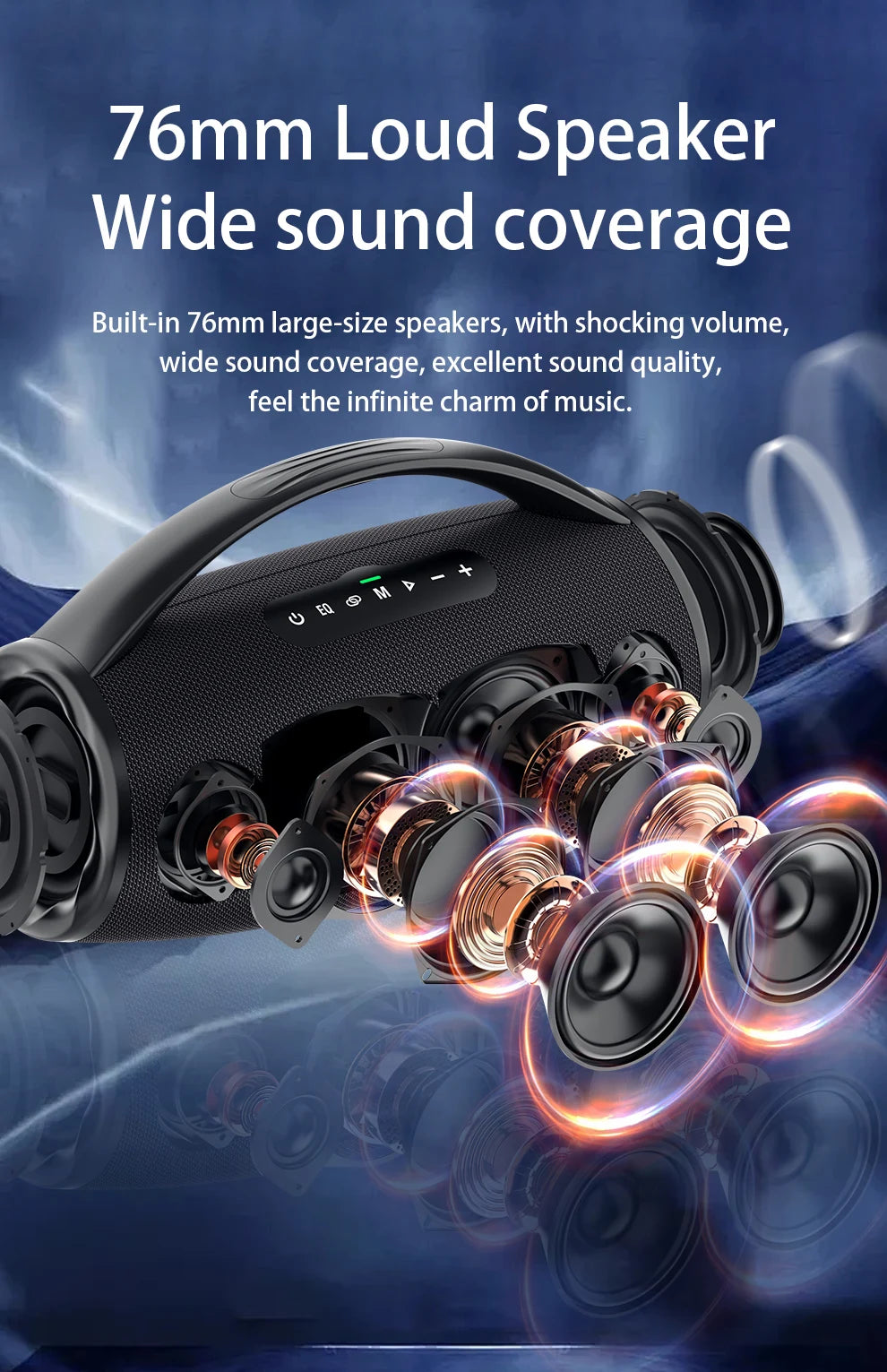ZEALOT-S97 80W Portable Outdoor Bluetooth Speaker, HiFi Sound, Subwoofer, Dual Pairing, Fast Charging, 16000mAh Battery