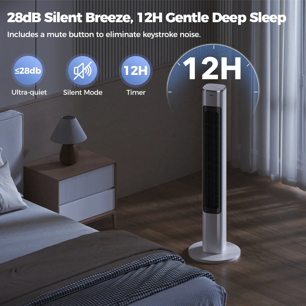 Patbrela 40inch Electric Tower Fan, 4 Speeds, 51° Oscillation, Remote Control, 12H Timer, 45W with Touch Control