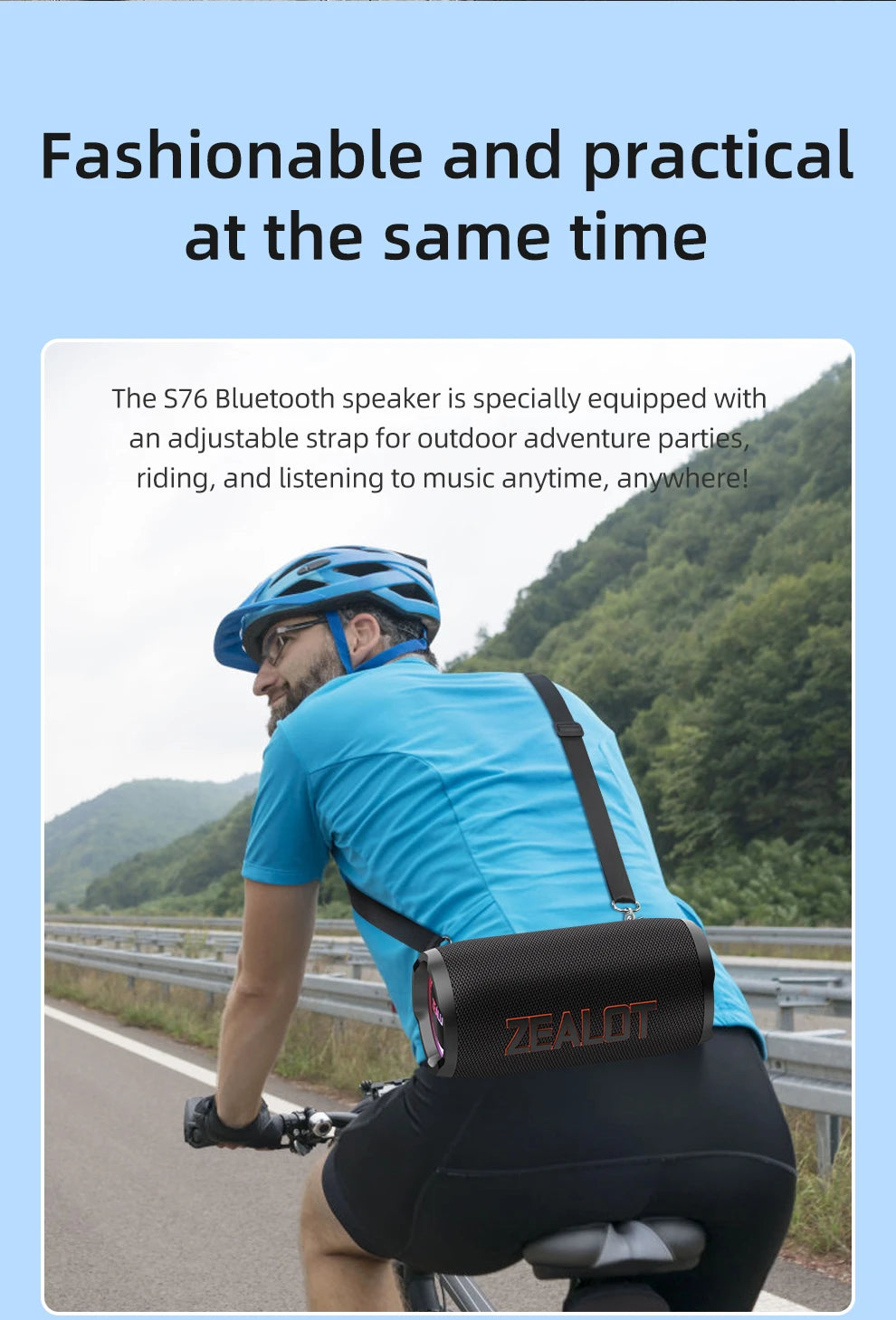 ZEALOT-S76 50W Portable Super Subwoofer Portable Speaker Home Outdoor Waterproof Column Bluetooth Speaker Sound Box