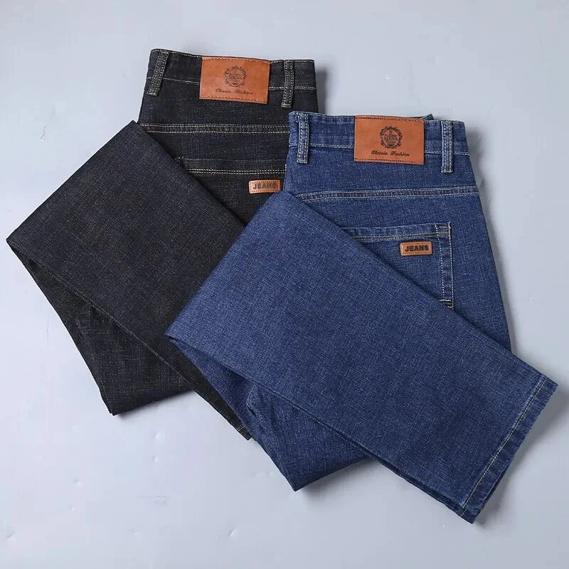 2025New Men Stretch Jeans Male Classic Elasticity Business jeans men fashion comfortable Solid slim straight long Denim pants Main image