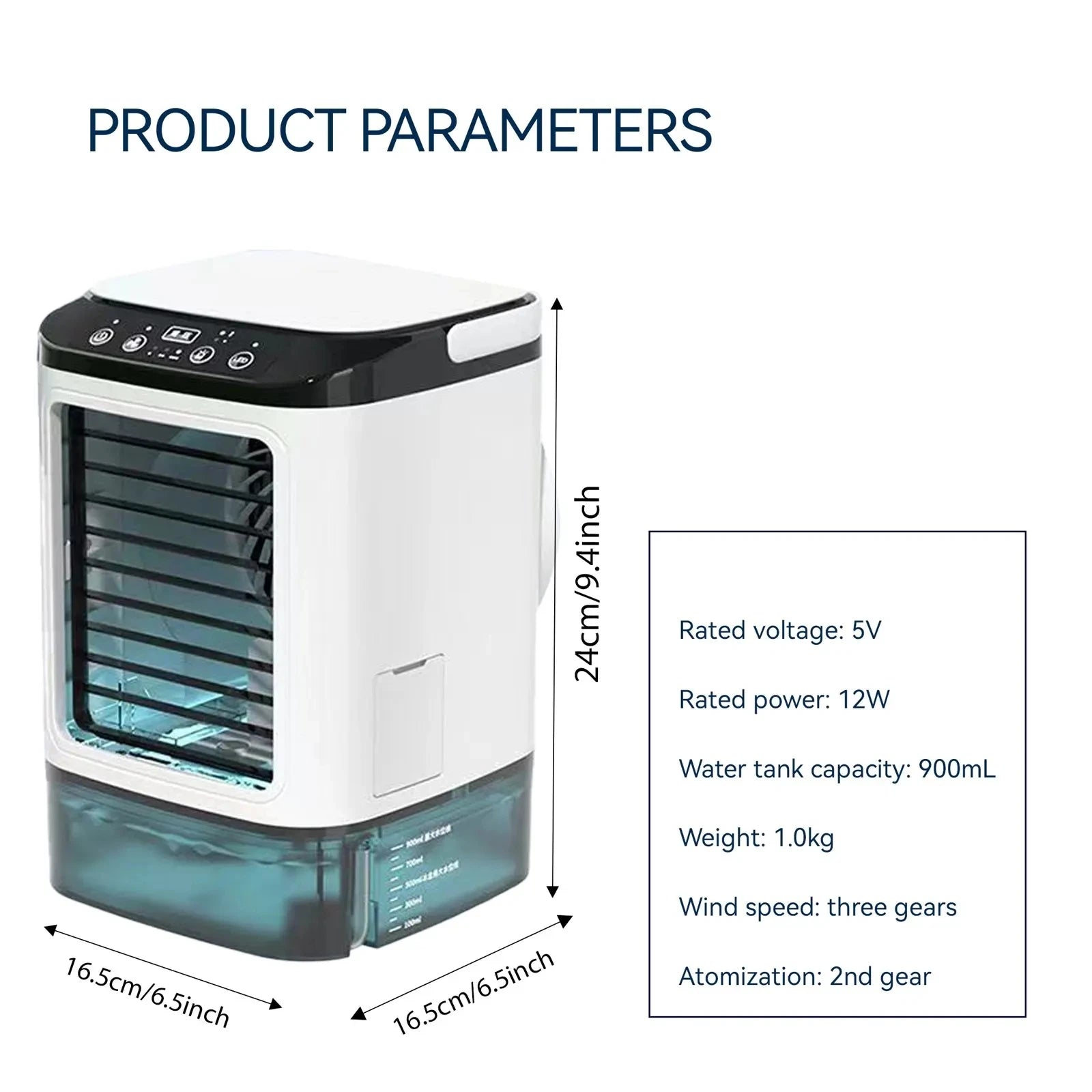 Compact Air Conditioner Fan Mini Evaporative Cooler with Ice Box & Large Water Tank USB Personal Cooler for Bedroom