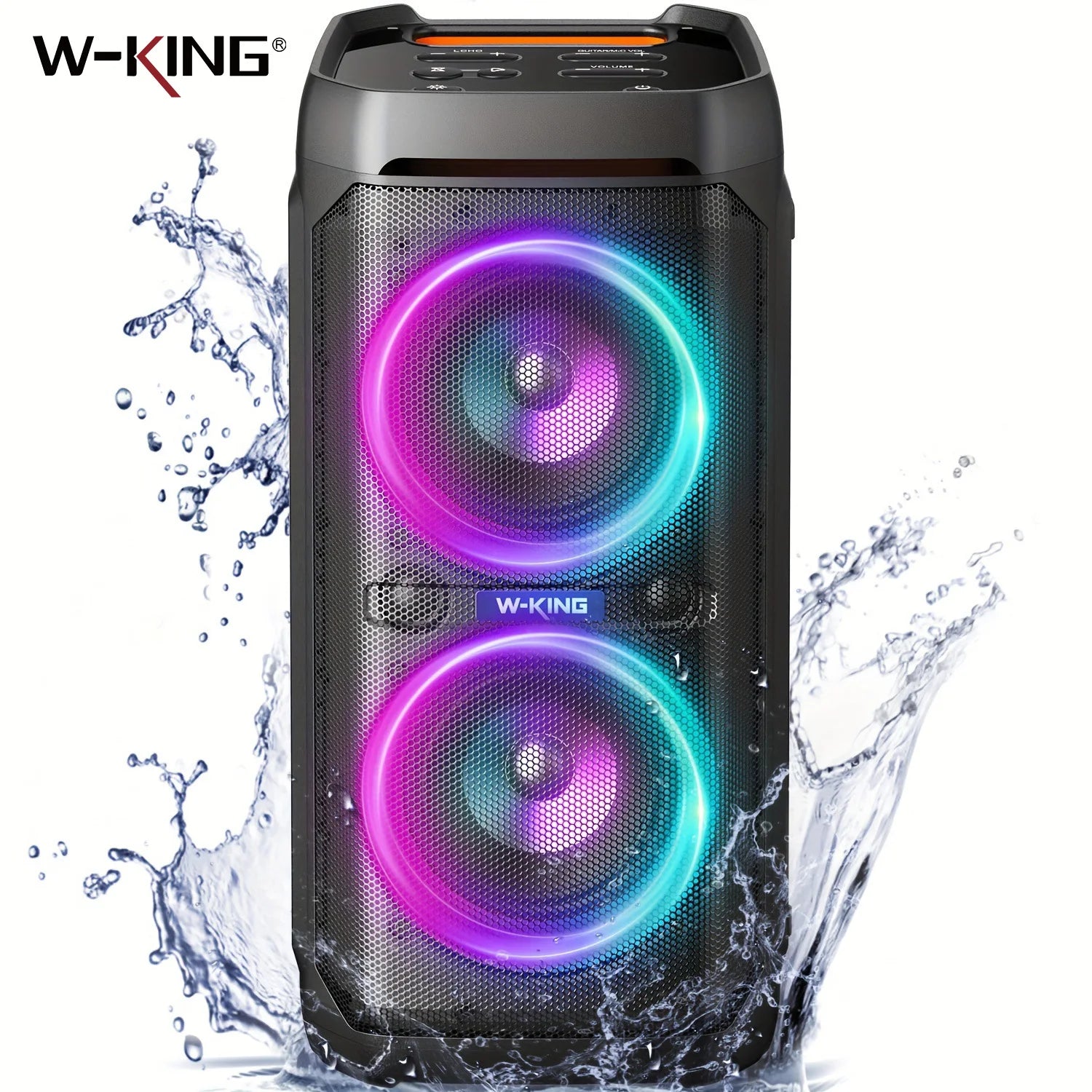 W-KING 100W RMS Bluetooth Speakers, IPX6 Waterproof, V5.3 Portable Party Boombox Wireless Deep Bass/115dB Loud Massive Sound Main image