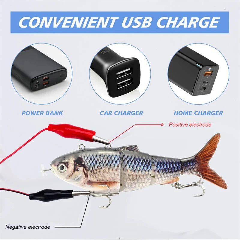 Automatic Swimbait Electric Robotic Fishing Lure 4-Segement Auto Multi Jointed Bait USB Rechargeable Wobbler Pesca Accessories