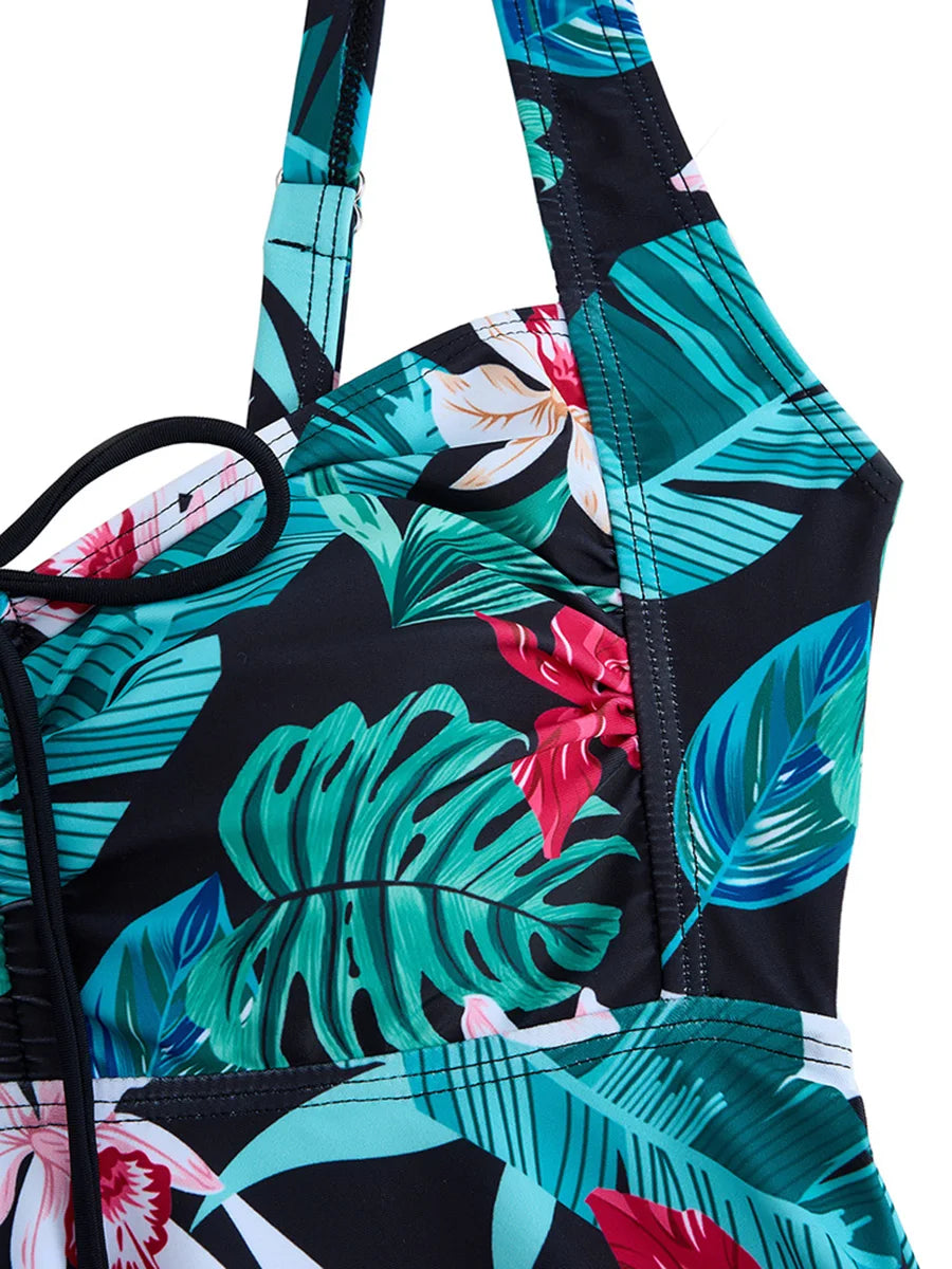 2026 Tankini Set Floral Swimwear FemaleTwo Pieces Swimsuit Women Beach Dress Bathers Bathing Swimming Swim Suit Beachwear XXL