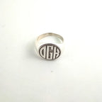 Custom Engraved 17mm Round Top Ring Engraved Signet Ring Personalize Engraving Letters Logo Rings Fashion Men Copper Jewelry