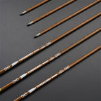 6/12/24pcs 32Inch Archery 100%Pure Carbon Arrows ID 6.2mm Wooden Shaft with 5'' Natural Feathers for Hunting Shooting