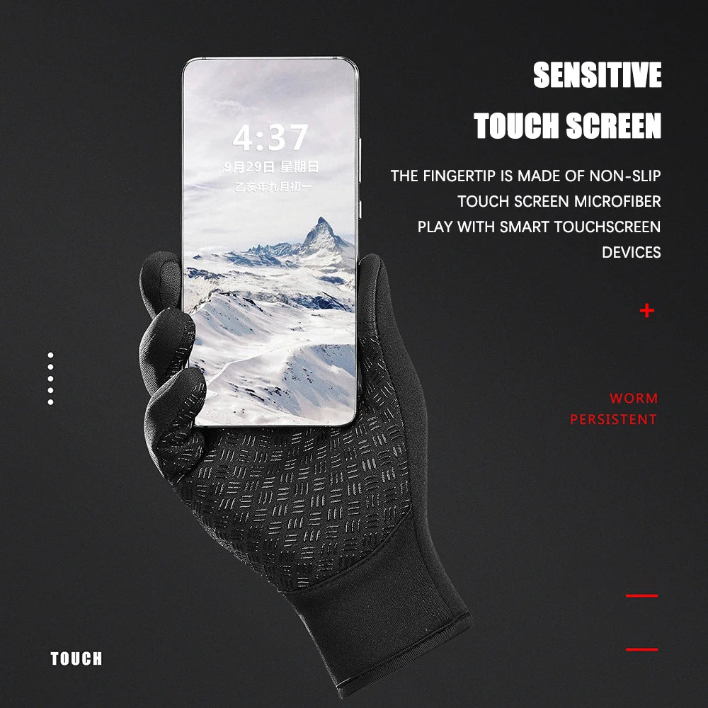 Winter Cycling Gloves Men Women Motorcycle Fleece Sport Zipper Autumn Touch Screen Warm Water-Repellent Windproof Non-slip Glove
