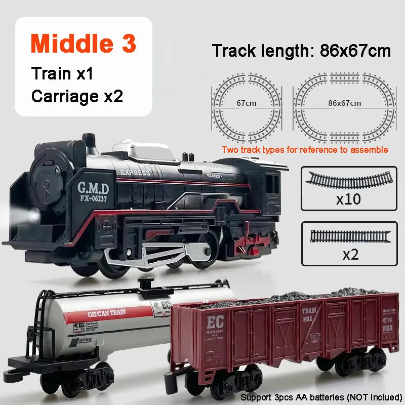 Classical Railway Freight Train Toy Electric Train Track Set with Light Tracks Model Toys for Kids Gift Children Adult Toy