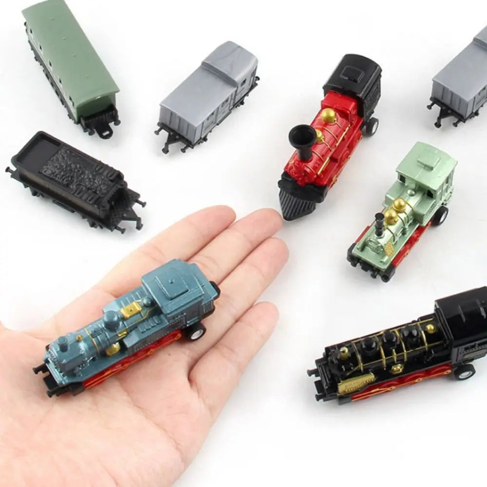 Car Vehicles Retro Steam Train Pull Back Model Diecast 1:60 Alloy Toy Train Kids Toys Set For Boys Gifts Kids Birthday