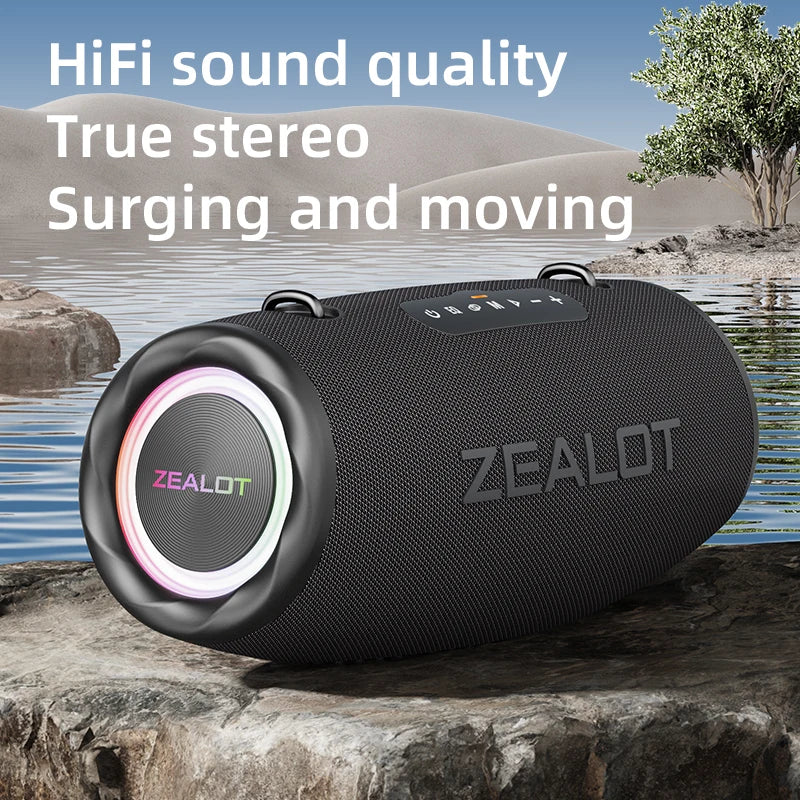 ZEALOT-S87 Outdoor Portable Wireless Bluetooth Speaker 80W High Volume Subwoofer Sound  Performace IPX6 Waterproof camping
