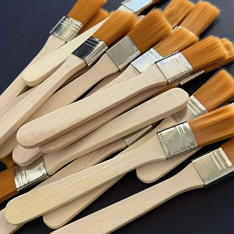 24/48/72 nylon brushes, short wooden handle art paint brushes, watercolor brushes, wall brushes, art brushes, cleaning tools Main image