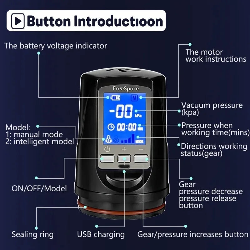 Automatic Penis Pump Suction Vacuum Male Masturbation Penis Extender Dick Erection Enhancement Trainer Adult Sex Toys