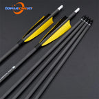 Toparchery 6/12/24pcs 33" Archery Pure Carbon Arrow ID6.2mm Spine 400 with 4'' Natural Feather for Outdoor Shooting Hunting