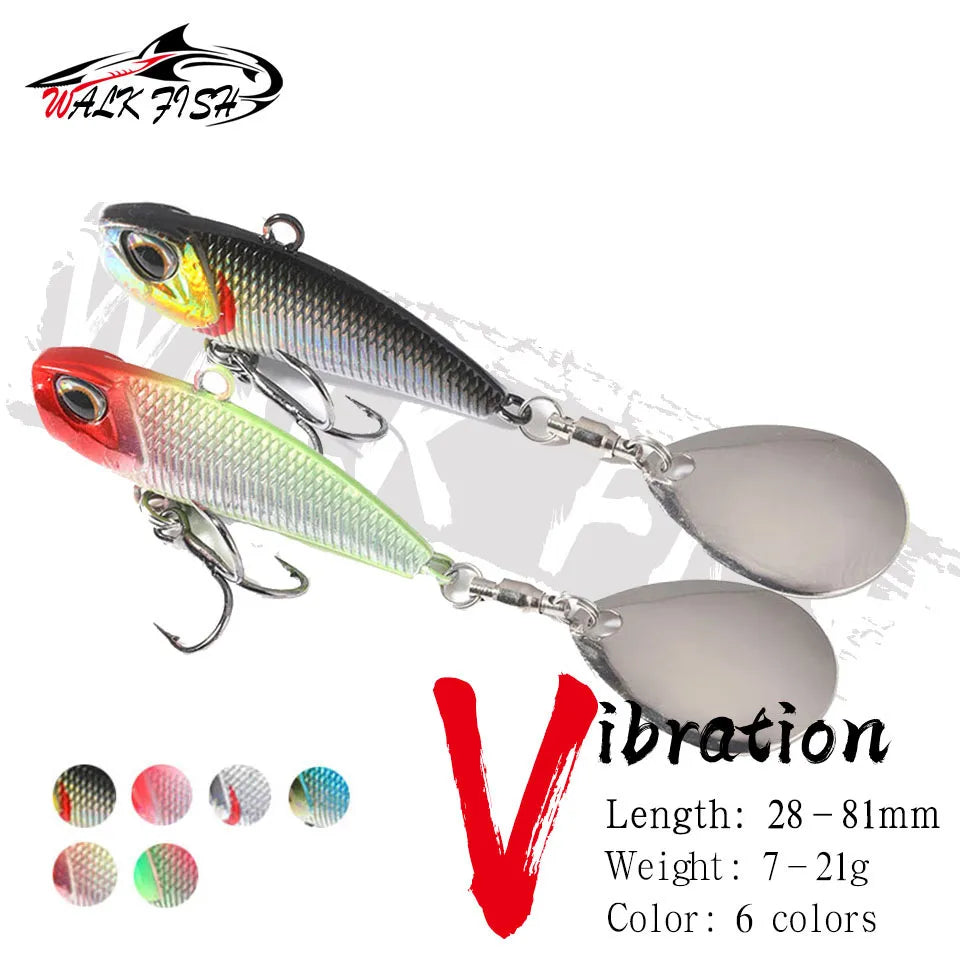WALK FISH 7g 11g 15g 21g Spinner Bait Metal VIB Fishing Lure Rotating Tail Vibration Sequins Japan Wobbler Trolling Bait Pesca Main image