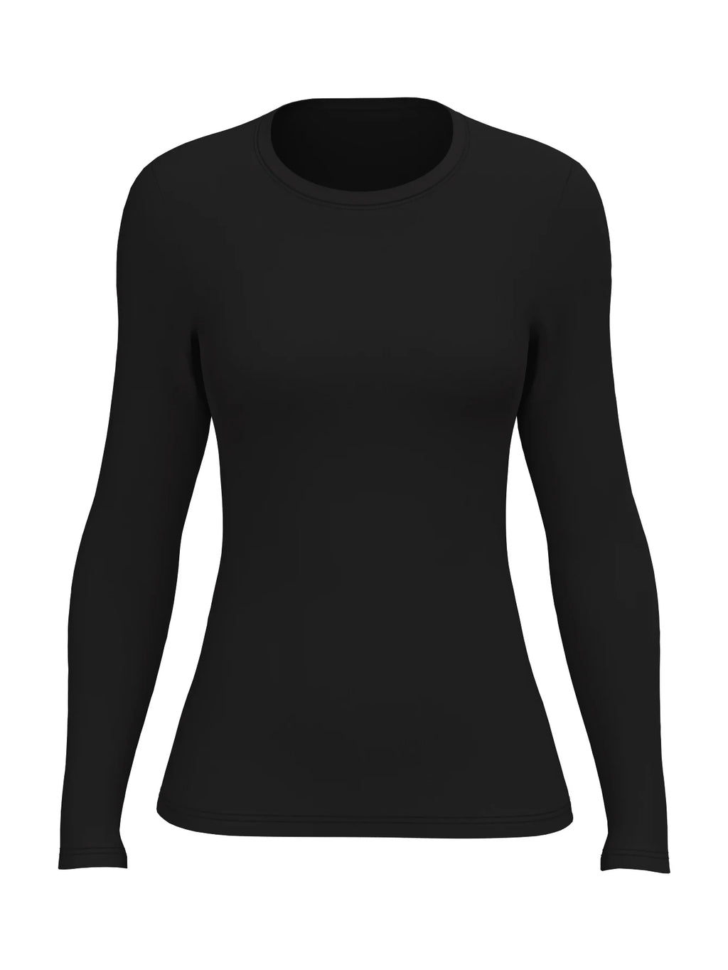 Women's Solid Color Crew Neck Fitted Long Sleeve Everyday Fitness T-Shirt