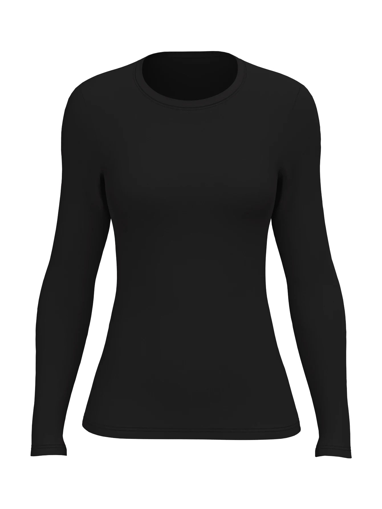 Women's Solid Color Crew Neck Fitted Long Sleeve Everyday Fitness T-Shirt