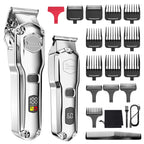 HATTEKER Professional Hair Clipper for Men Cordless Metal Barber Clipper and Trimmer Set Clipper for Hair Cutting Kit