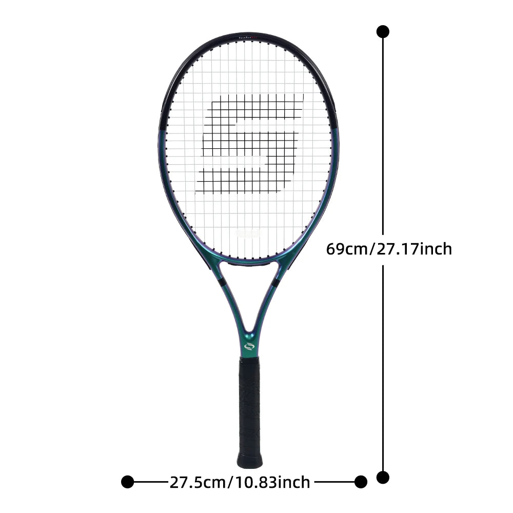 RaceRun-MAX Composite Carbon Tennis Racket, 295±10g Lightweight, 325mm Balance, One-Piece Stable Frame, 50-60lbs, for Advanced
