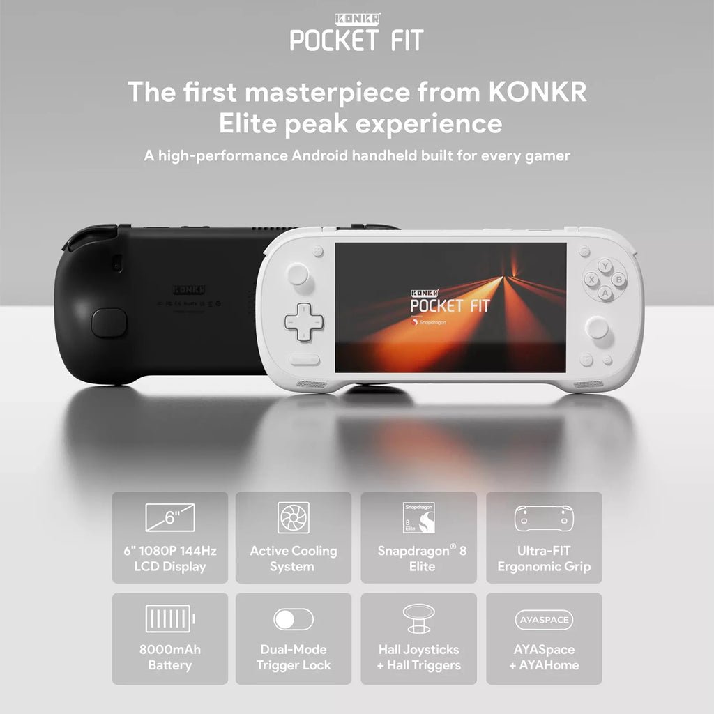 AYANEO Konkr Pocket FIT Retro Portable Game Console G3 GEN3 6'' LCD 144Hz WiFi 7,8000mAh Battery