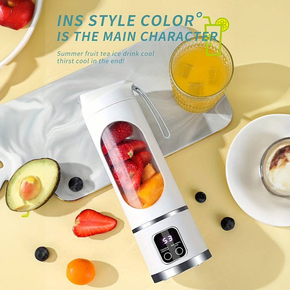 Portable Electric Juicer USB Charging Mini Wireless Juicer Bottle 450ml Cup Fruit Mixer Handheld Blender for Home Travel Office