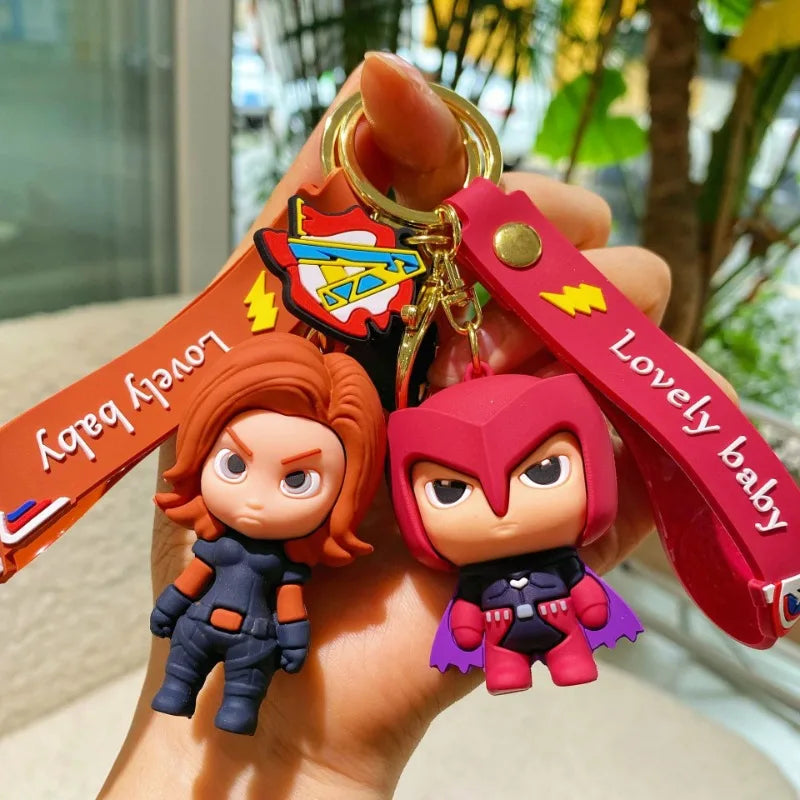 Marvel cartoon Avengers cute silicone doll keychain Spiderman Iron Man Captain America Hulk Thor Batman school bag pendant
