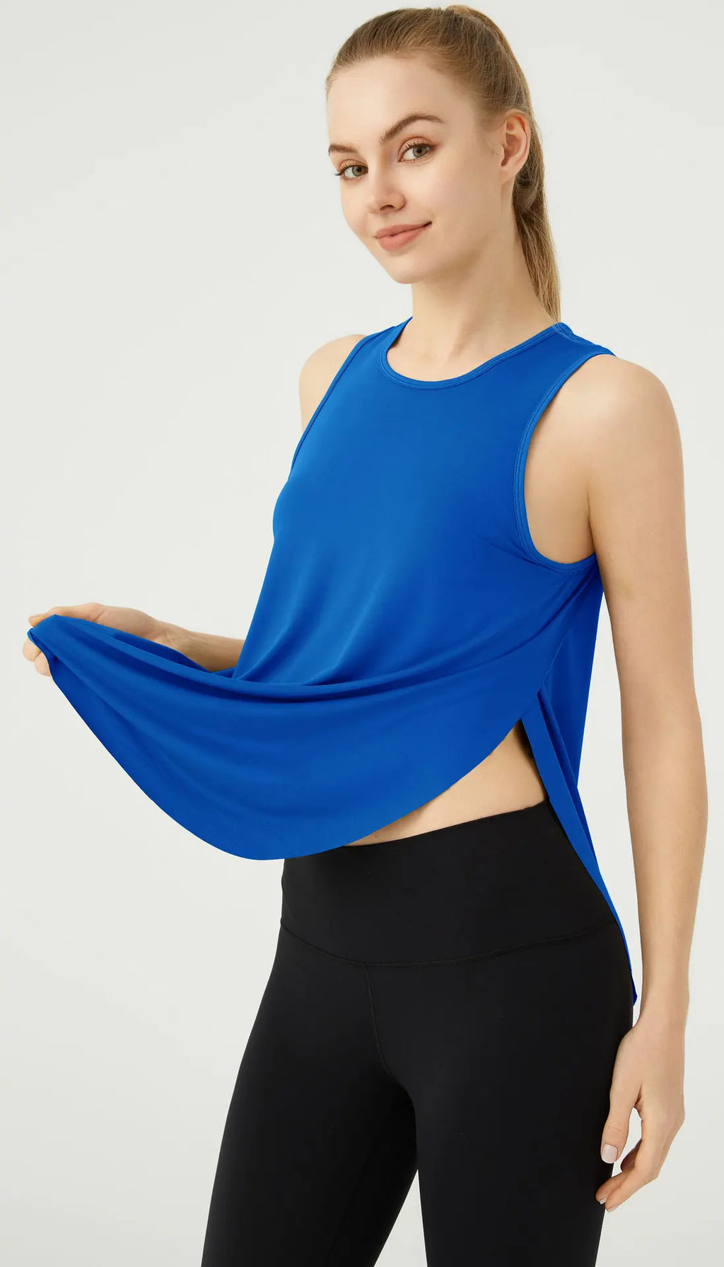 WANAYOU Sleeveless Women Yoga Shirts Quick Drying Sports Tank Tops Workout Running Vest Breathable Round Neck Gym Shirts