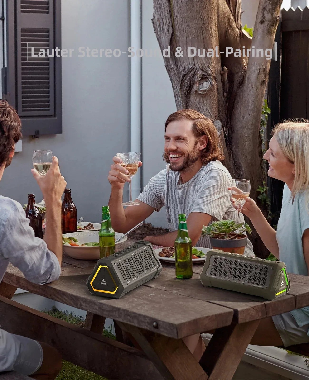 MLOVE P3 Outdoor Bluetooth Speaker, 40W Output Power Bluetooth 5.3 Speaker ,Stereo Sound IPX7 Waterproof,Micro SD Card,RGB Light