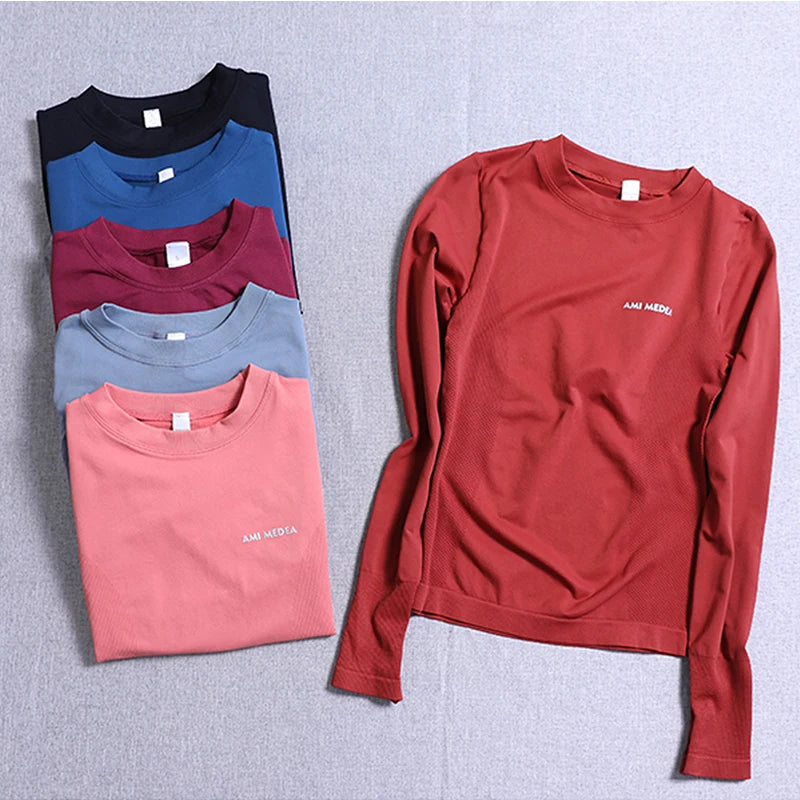 Women's Seamless Long Sleeve Fitness T-shirt Sports Elastic Yoga Gym Top Training Running Activewear Workout Shirt Pilates Tops Main image
