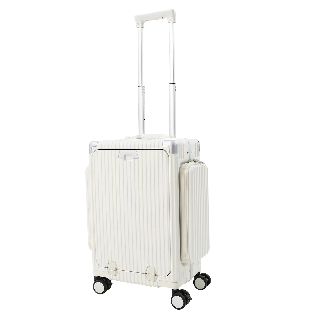 Modern 20in PC Luggage Suitcase Aluminum Alloy Hard Shell Travel Suitcase with 4 Wheels 3-open Structure for Trips