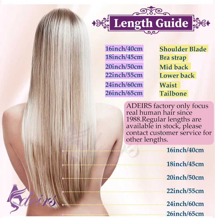 ADEIRS Color  8D Tip Hair Extensions 100% Real Human Hair Microbeads Extensions Color Purple Blue Pink Gray 18-20inch