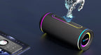 MLOVE E80 Portable Bluetooth Speaker – Powerful Dual Sound, Colorful RGB Lighting, Fully Waterproof (IPX7), TWS Enabled