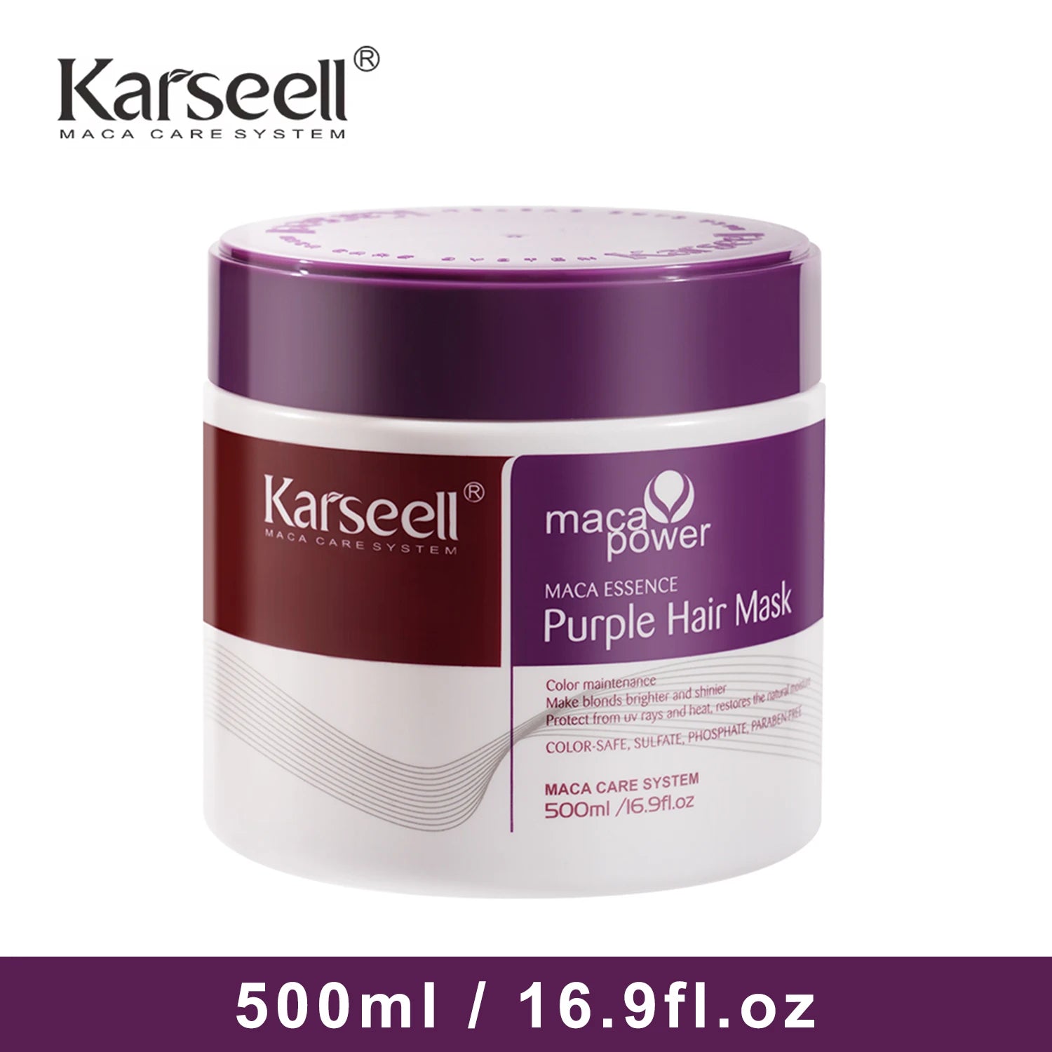 Karseell Purple Hair Mask 100ml/500ml Professional Neutralizes Brass Yellow Tones  For Blonde Silver Gray Highlighted Hair