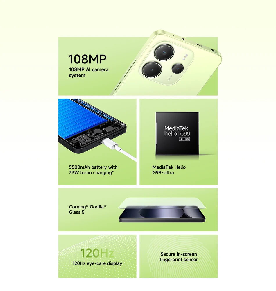 Global Version Redmi Note 14 4G smartphone MediaTek Helio G99-Ultra NFC 108MP Camera 6.67 ''AMOLED Screen 5500mAh Battery