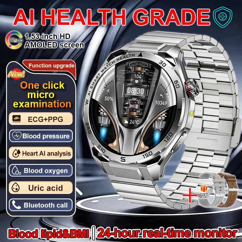 ECG High-end Health Smart Watch Men Blood pressure lipids bloodoxygen Body analysis Uric acid Health Tracker Smartwatch Men lady