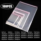 100PCS Opp Self-adhesive Transparent Plastic Bag Clothing Jewelry Packaging Self adhesive Biscuit Candy Packaging Cellophane Bag