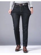 Men Fashion Straight Jeans Men 2025 New Stretch Slim Fit Pants Comfortable Soft Business Denim Trousers Male Brand Clothing