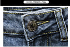 Nine-Point Pants Men's 2025 New Spring Autumn Fashion Casual Denim Trousers Cotton Slim Jeans  Blue Male Clothing Brand Clothing