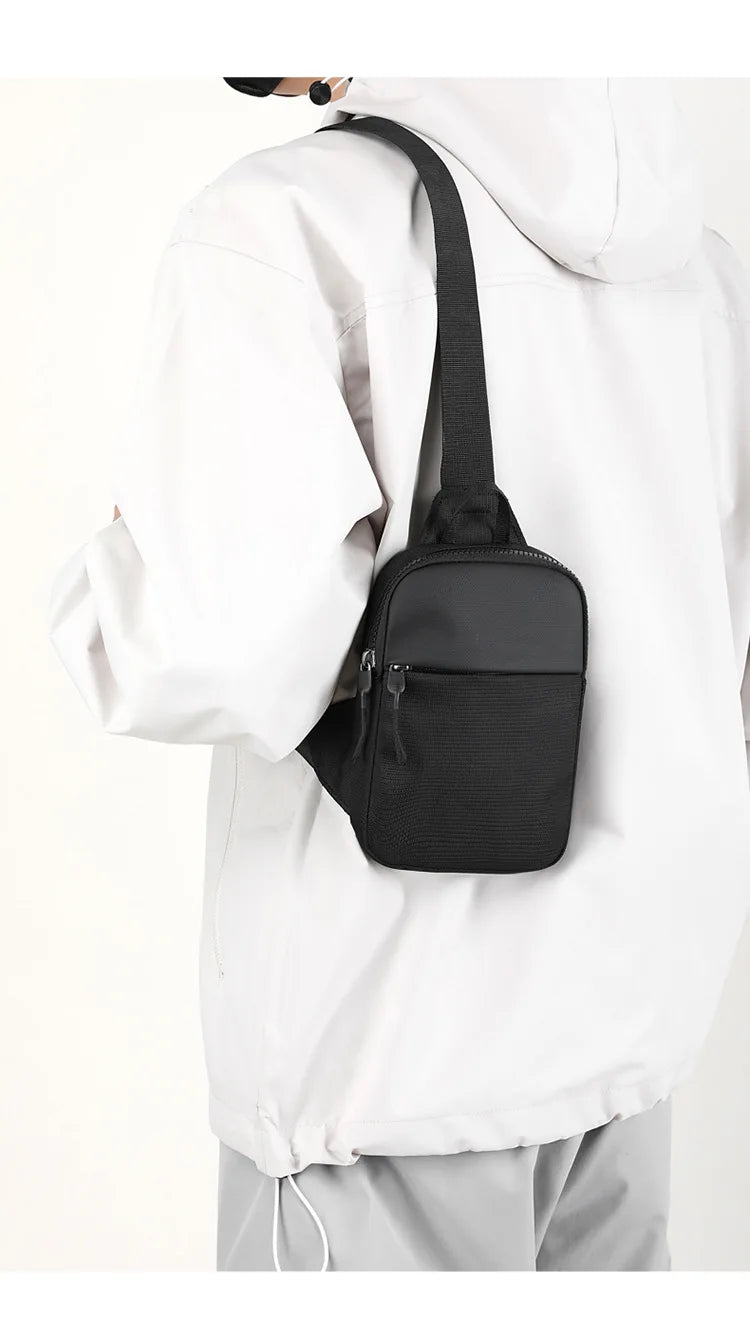 Men Waterproof Sling Chest Pack Fashion Small Black Crossbody Shoulder Zipper Bag Travel Workout Handbag Messanger Bag for Men