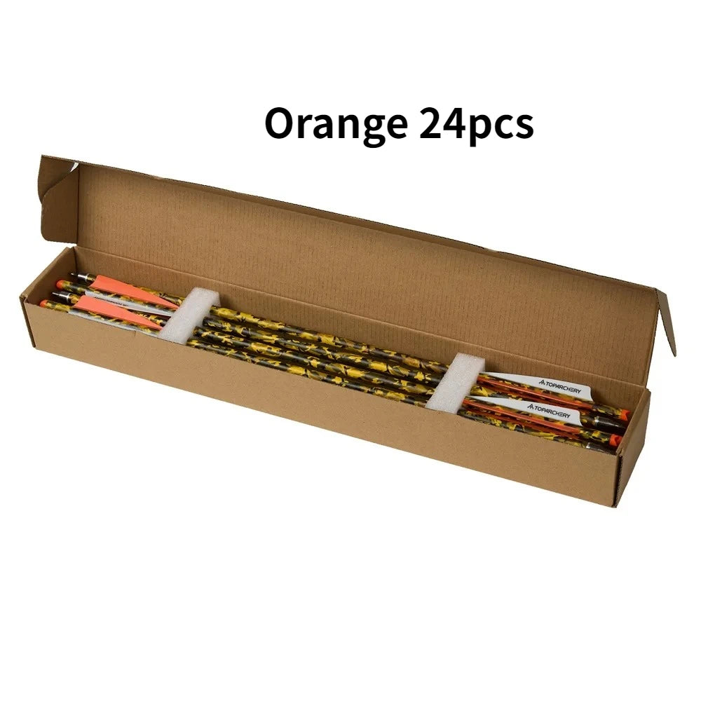 6/12/24pcs 20'' Archery Crossbow Bolt Carbon Arrow with 4-inch Feather ID7.6mm  Outdoor Hunting Sports Practice Crossbow Arrows