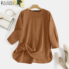 ZANZEA Fashion Autumn Long Sleeve Blouse Women Baggy Shirt Elegant Solid OL Work Tops Causal Loose Holiday Work Blusas Mujer