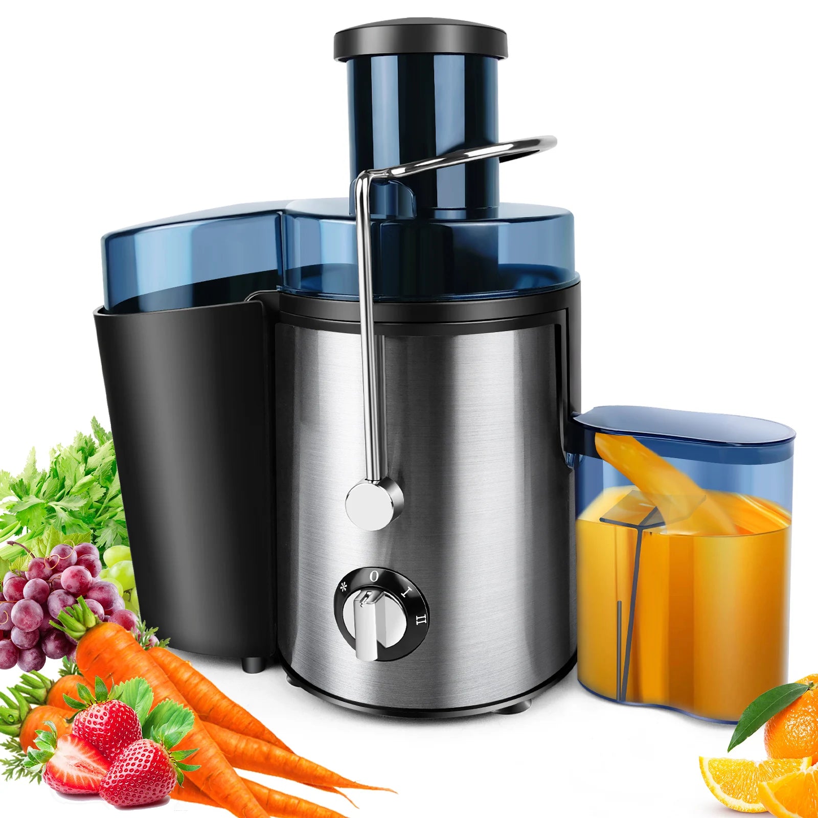 BRIEFNESS Juicer Centrifugal Juicer Machines Whole Fruit Vegetable 500W 65mm Wide Mouth 2 Speed 500ml Efficient Juice Maker Main image