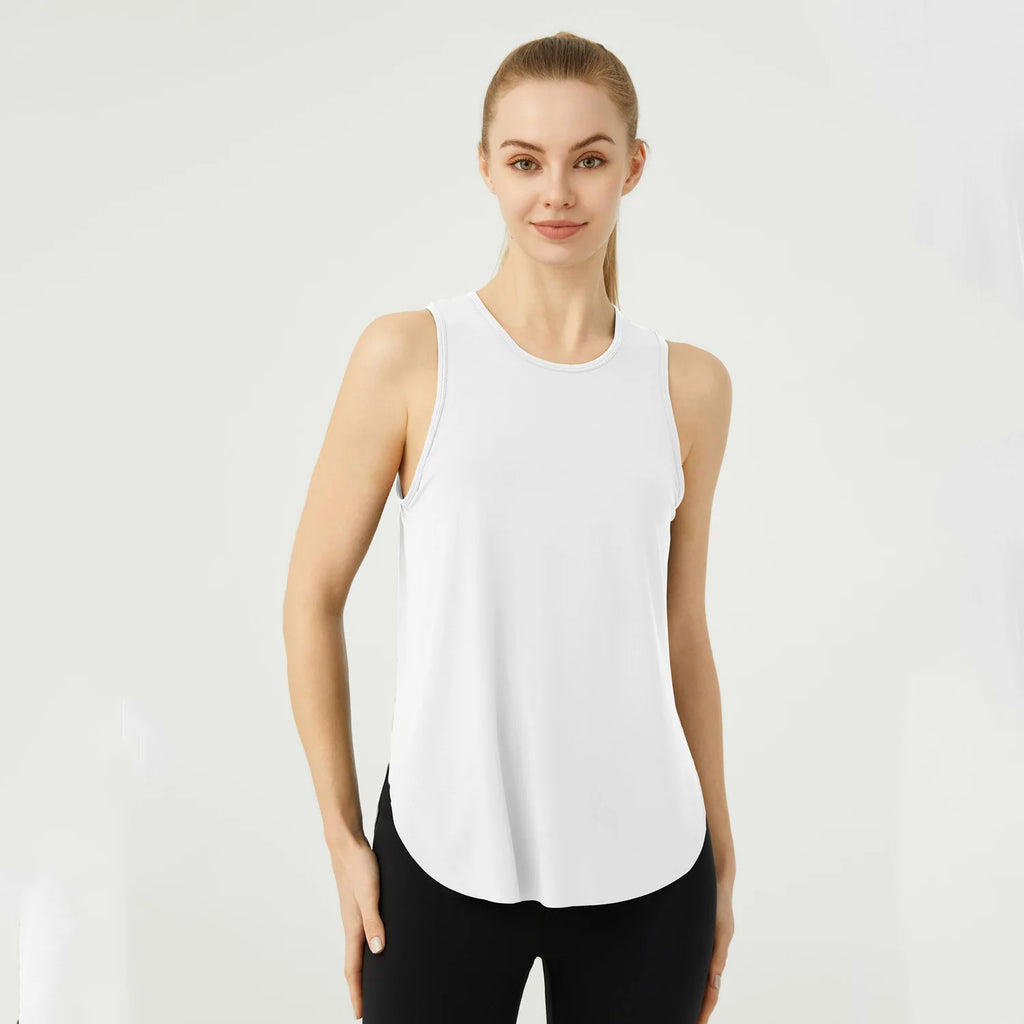 WANAYOU Sleeveless Women Yoga Shirts Quick Drying Sports Tank Tops Workout Running Vest Breathable Round Neck Gym Shirts