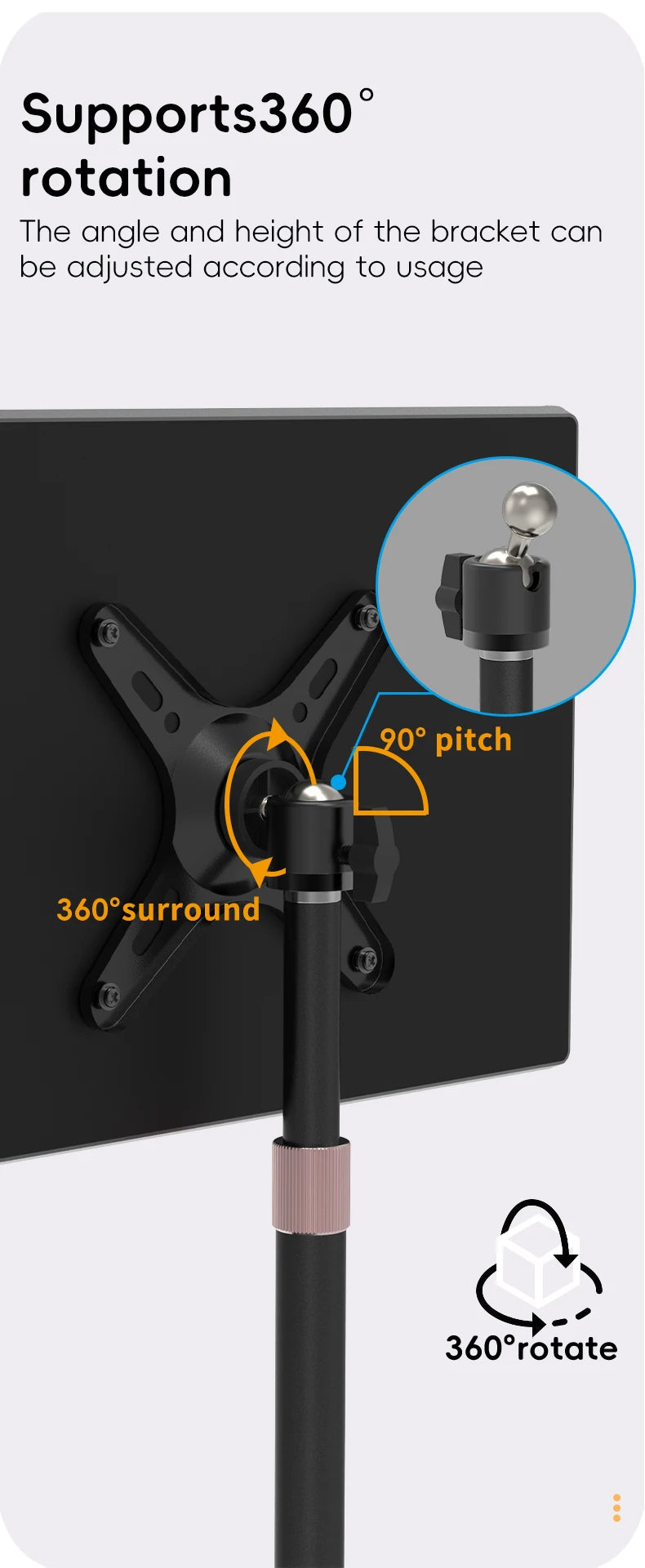 Artpowers VESA Monitor Desk Mount Single Monitor Stands Freestanding fits 13'' to 18'' Computer Screen with Height Adjustable