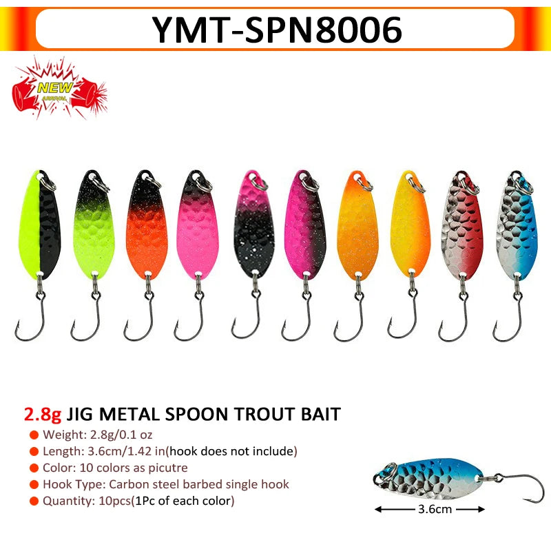 7/9/10Pcs Trout Bait 2.5g/2.6g/3g/3.2g/3.5g/5g Metal Spoon Fishing Lure Wobbler Casting Jigging Tackle Accessories Pesca Chub