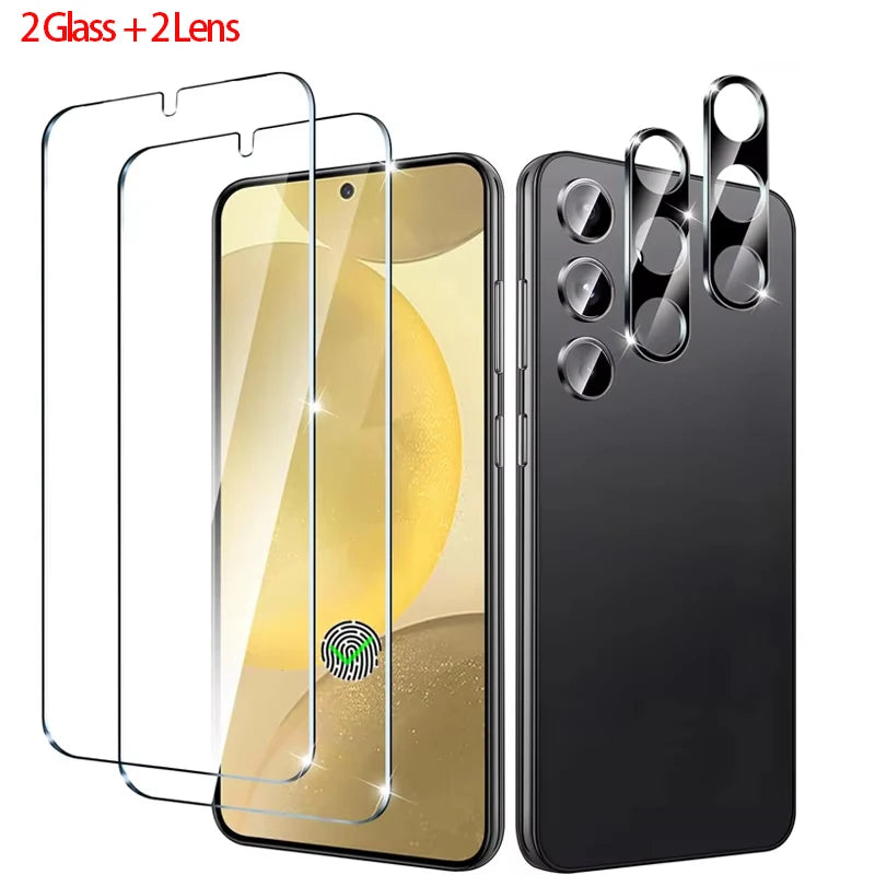 Samsung S25 S26 S24 S23 S22 S21 کے لیے 2+2 فنگر پرنٹ سکیننگ گلاس، گلیکسی S25 الٹرا کیمرہ پروٹیکٹر S24 FE کے لیے سکرین پروٹیکٹر Main image