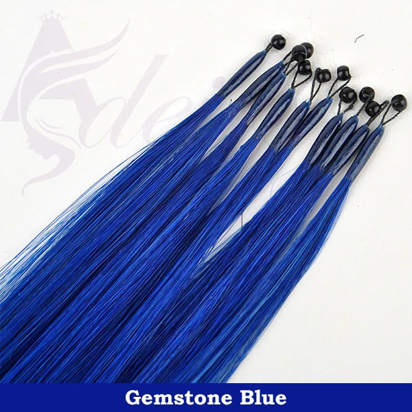 ADEIRS Color  8D Tip Hair Extensions 100% Real Human Hair Microbeads Extensions Color Purple Blue Pink Gray 18-20inch