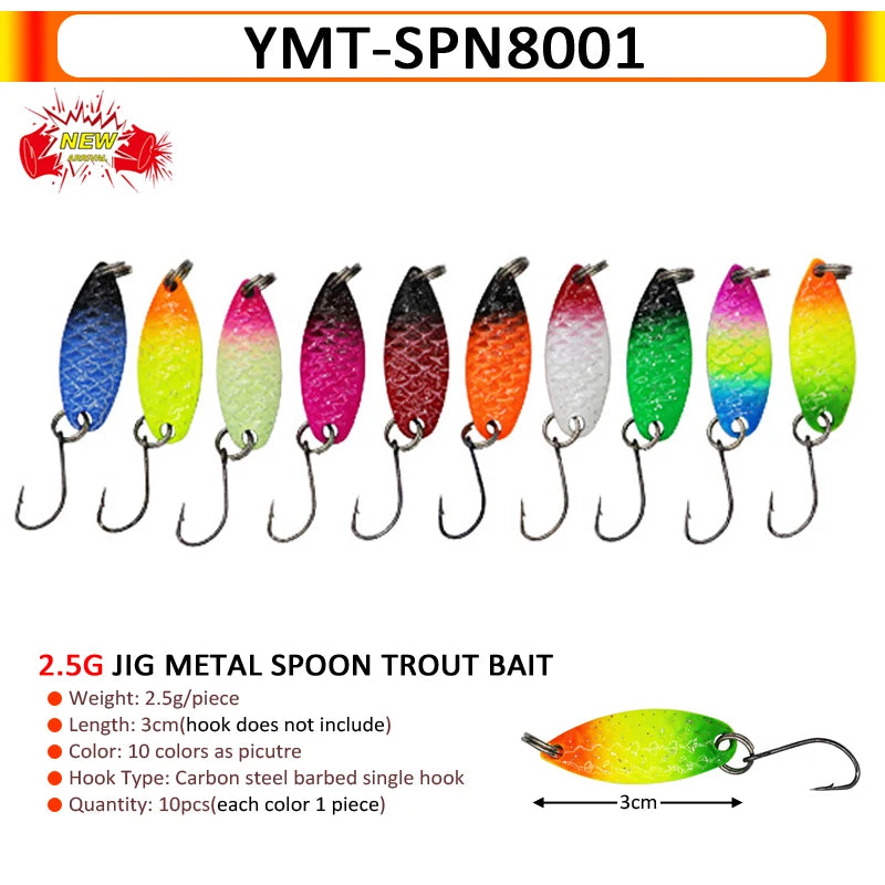 7/9/10Pcs Trout Bait 2.5g/2.6g/3g/3.2g/3.5g/5g Metal Spoon Fishing Lure Wobbler Casting Jigging Tackle Accessories Pesca Chub