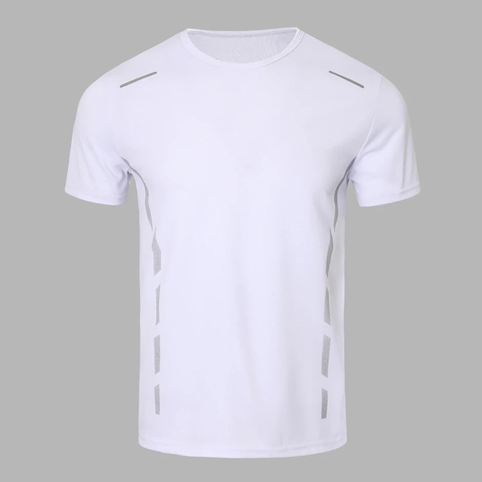 4/1 Pcs Men's Summer Multicolor Quick-drying Sports Short Sleeve Loose Breathable Fitness Running Badminton T Reflective Strip